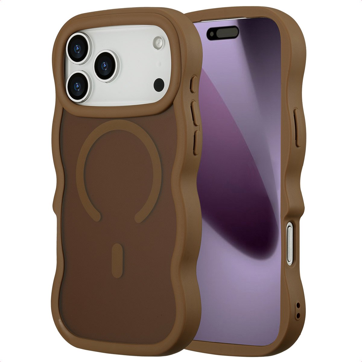 Selencia Wavy Case - Golvend Hoesje geschikt voor Apple iPhone 17 Pro Max - Mocha Brown