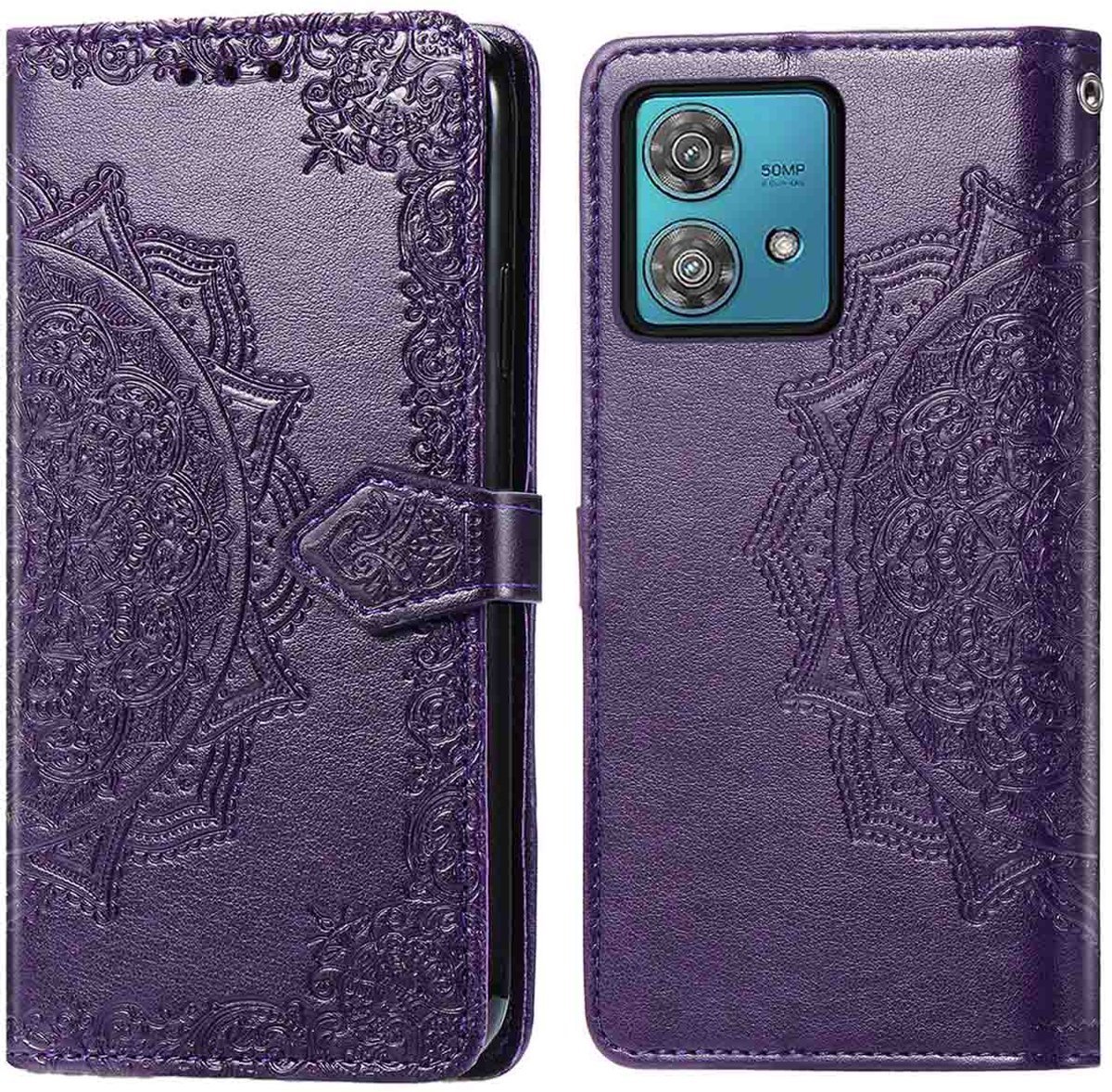 imoshion Hoesje - Geschikt voor Motorola Edge 40 Neo - Mandala Bookcase - Paars