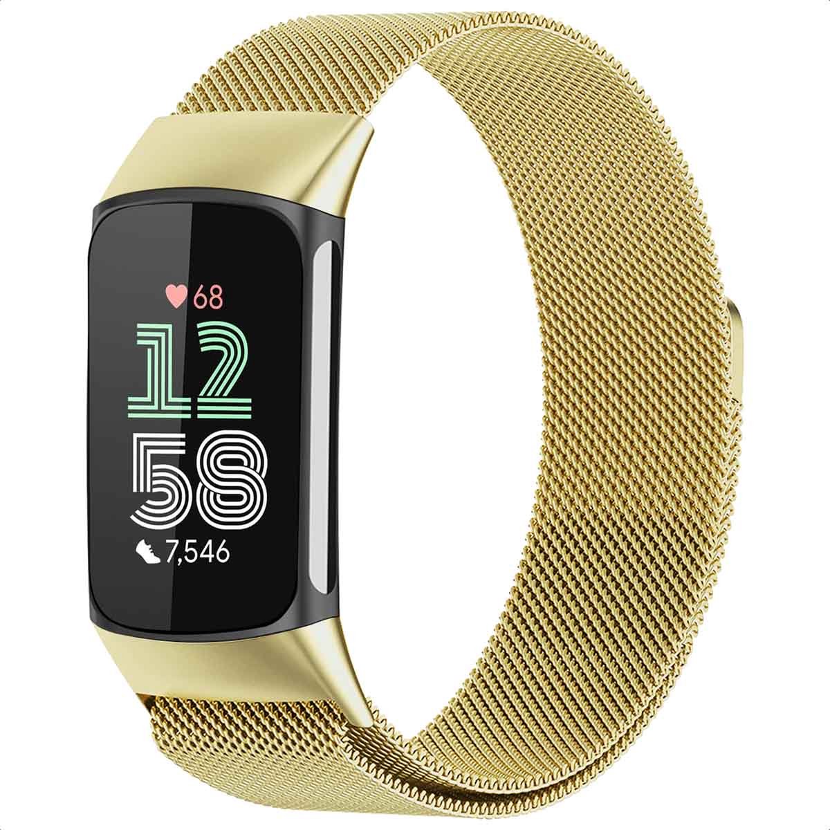 Milanees magnetisch bandje - Geschikt voor Fitbit Charge 5 - Goud