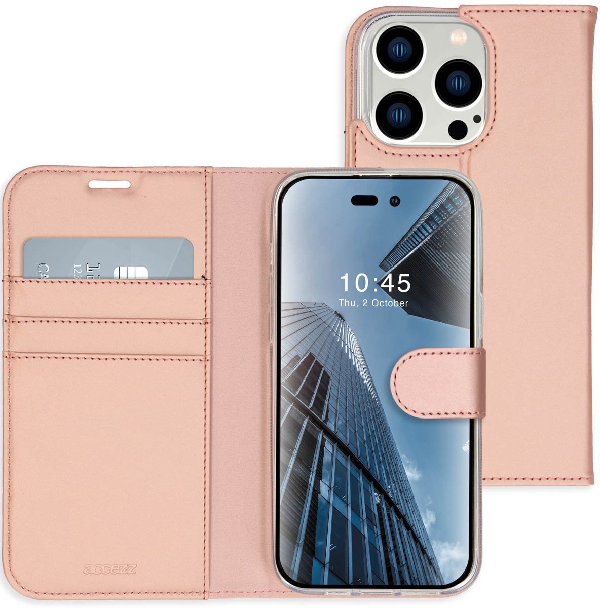 Accezz Wallet Softcase Booktype iPhone 14 Pro Max hoesje - Rosé Goud