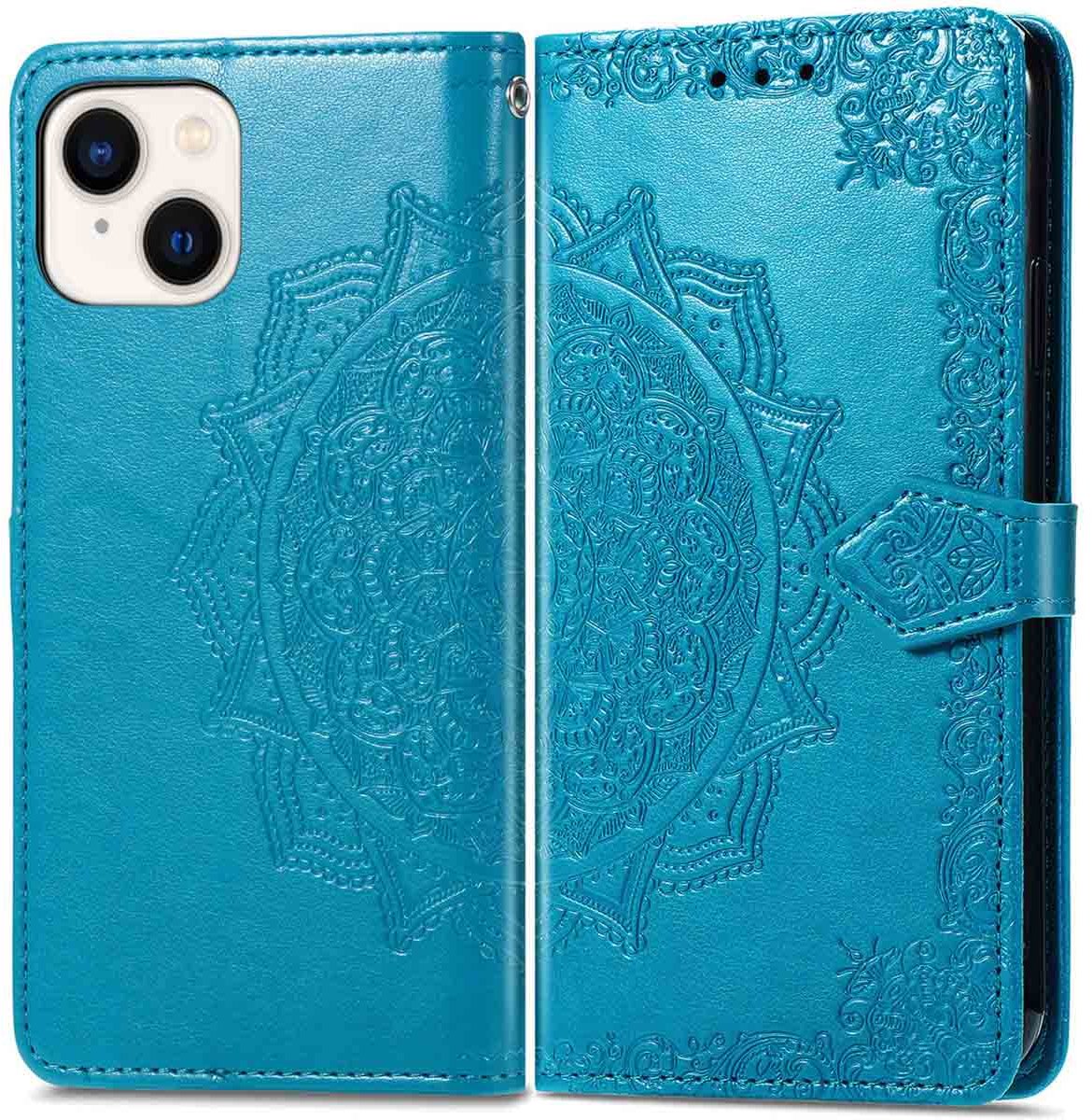 imoshion Hoesje - Geschikt voor Apple iPhone 14 / 13 - Mandala Bookcase - Turquoise