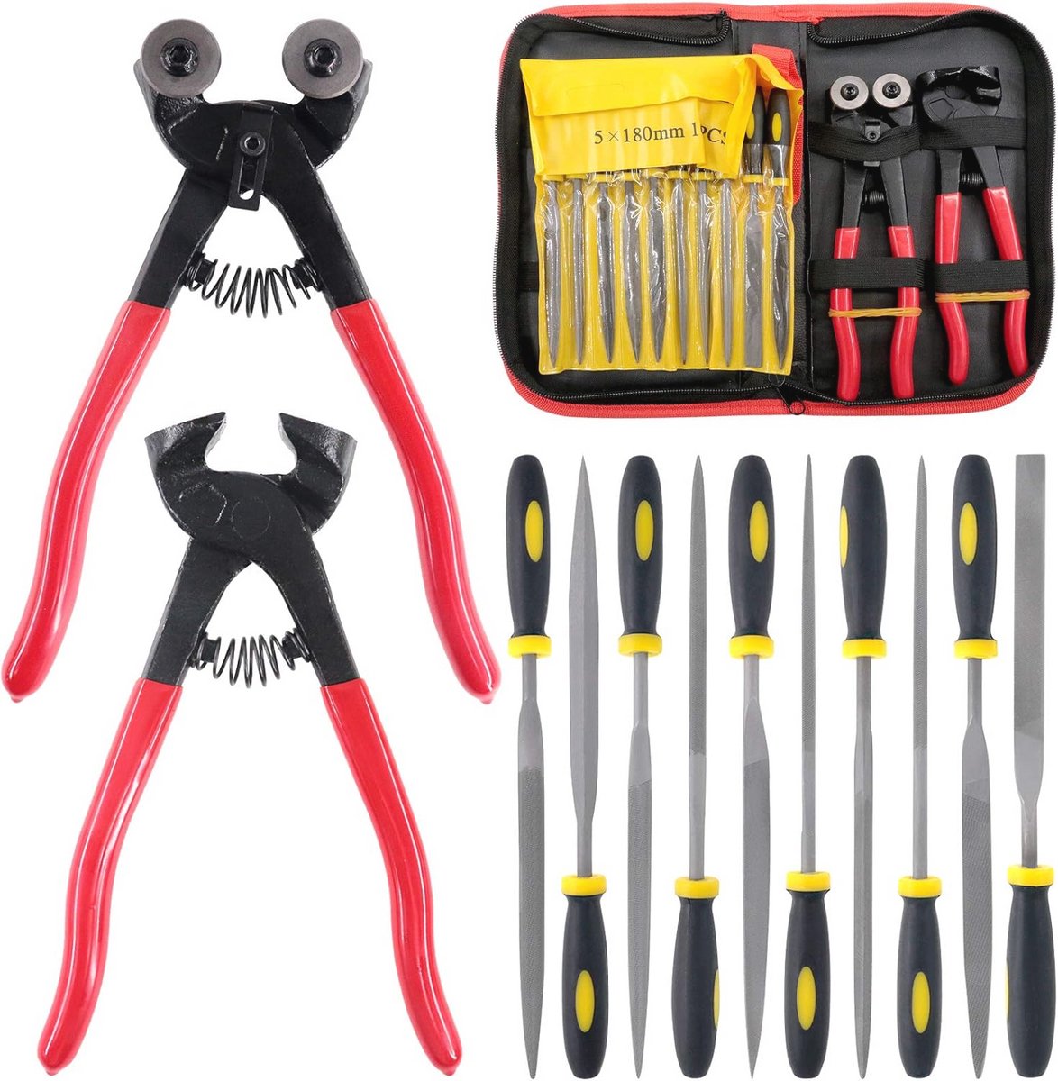 12 Stuks Glas en Keramische Tegel Cutter Set - Mozaïek Gereedschap met Slijptools