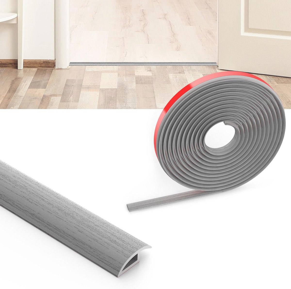 2 m Laminaatvloer Drempel Overgangsstrip - Zelfklevende PVC Vloerverdeler voor Vloeropenin