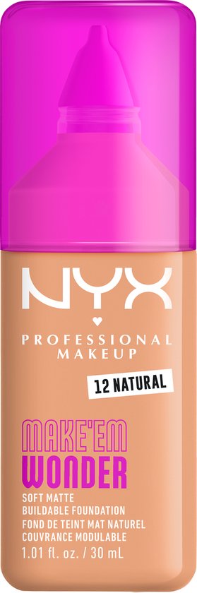 NYX Professional Make Up Make 'EM Wonder Foundation - Zachte matte finish - Met huidverzorgende hyaluronzuur - Natural
