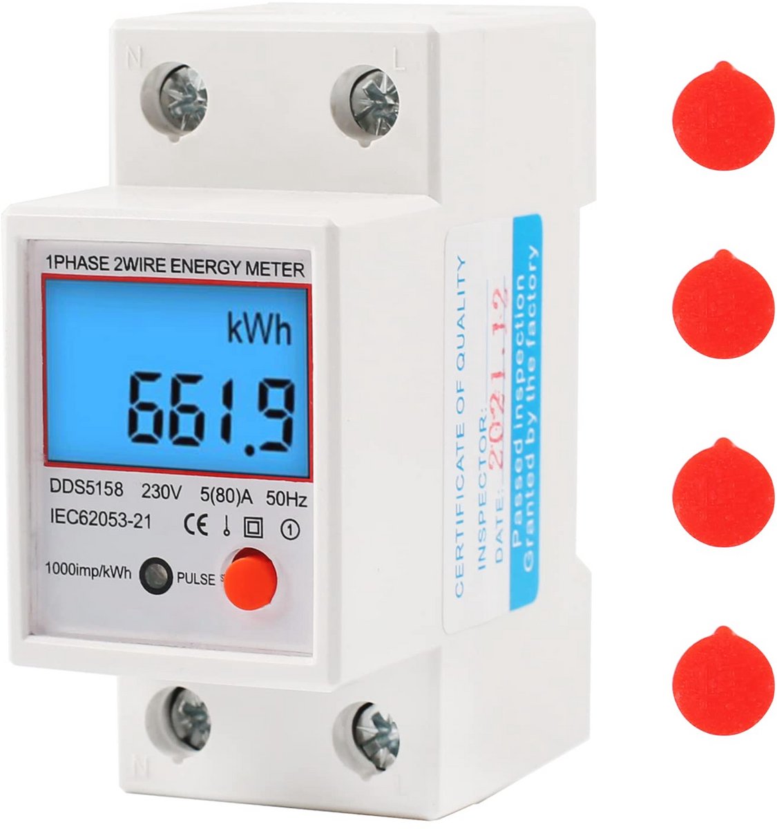 Digitale Stroommeter 80 A 220V 1-fase KWh-teller met Resetknop