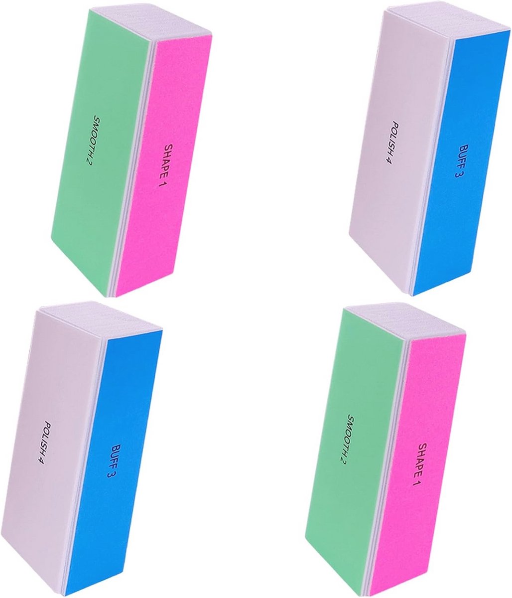 Nagelbufferblok 4-weg - Set van 4 Polijstblokken voor Natuurlijke en Acryl Nagels