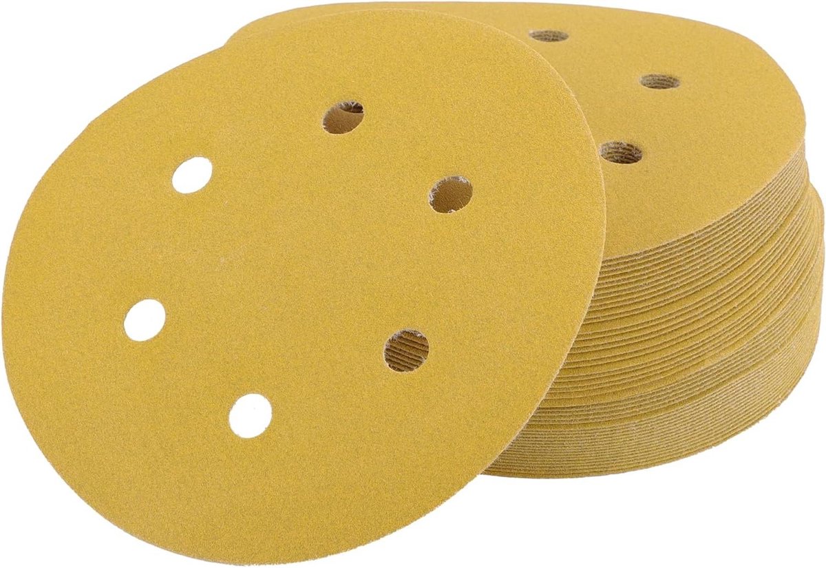 Allecta - Ronde slijpschijven 15 cm met haak en ring, 6 gaten, korrel 220 - 50 stuks