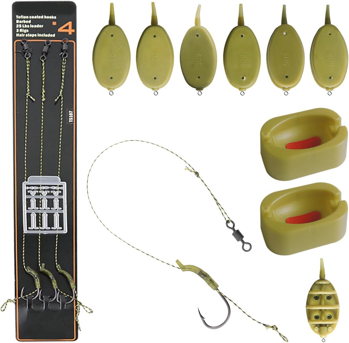 6-delige Method Feeder-set met Aashouders en Vishaken voor Karpervissen