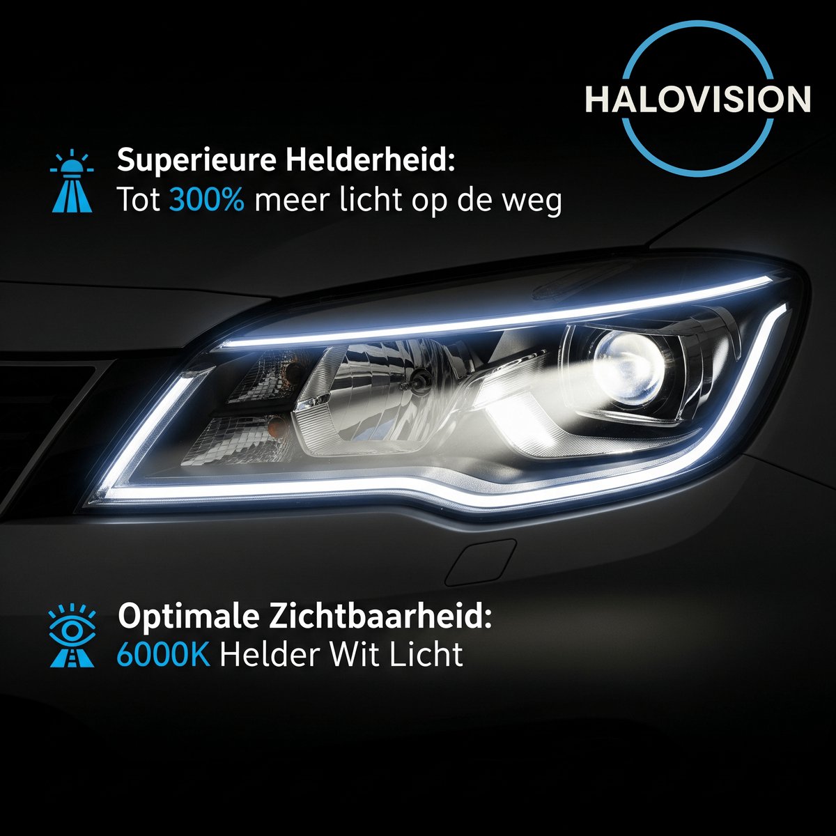 HaloVision Turbo LED Koplampen H4 – 25W 5000Lm 6000K Helder Wit – Canbus Plug en Play Dimlicht Grootlicht LED Set van 2 Autolampen – foto 2