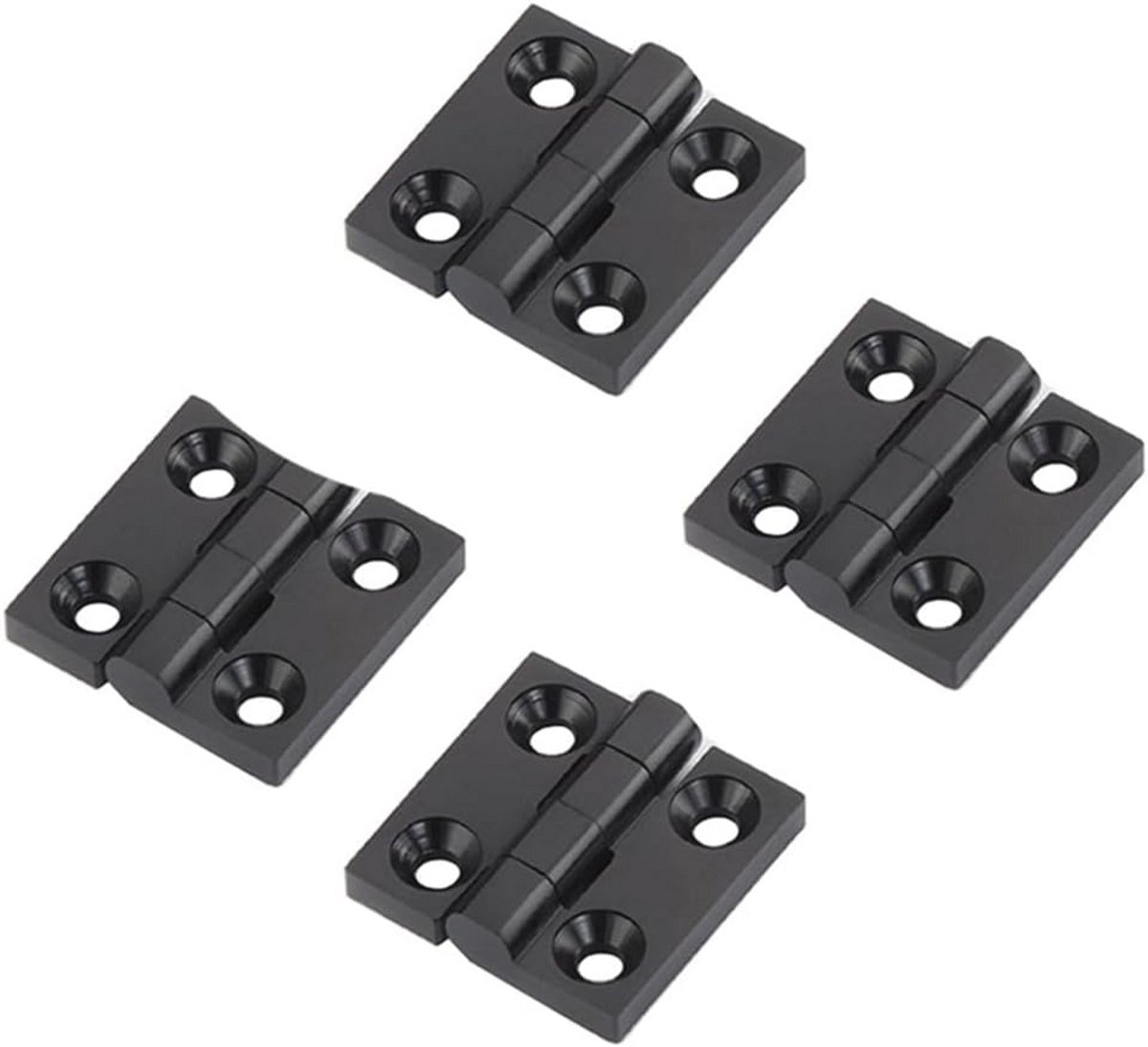 Zwarte Zinklegering Deurscharnieren 50 x 50 mm - 4 Delige Installatieset voor Aluminium Profiel