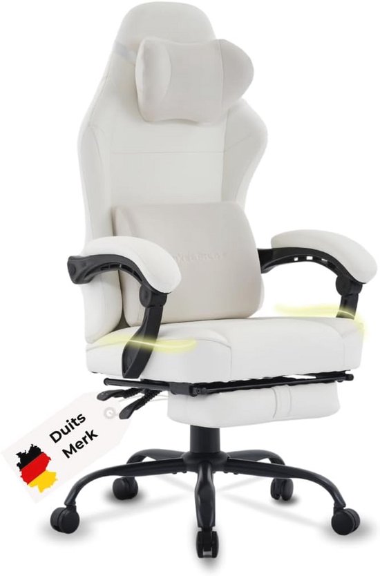 Ergonomische Gamingstoel met Voetensteun en Ademend Stof voor PC Gamers — afbeelding 2