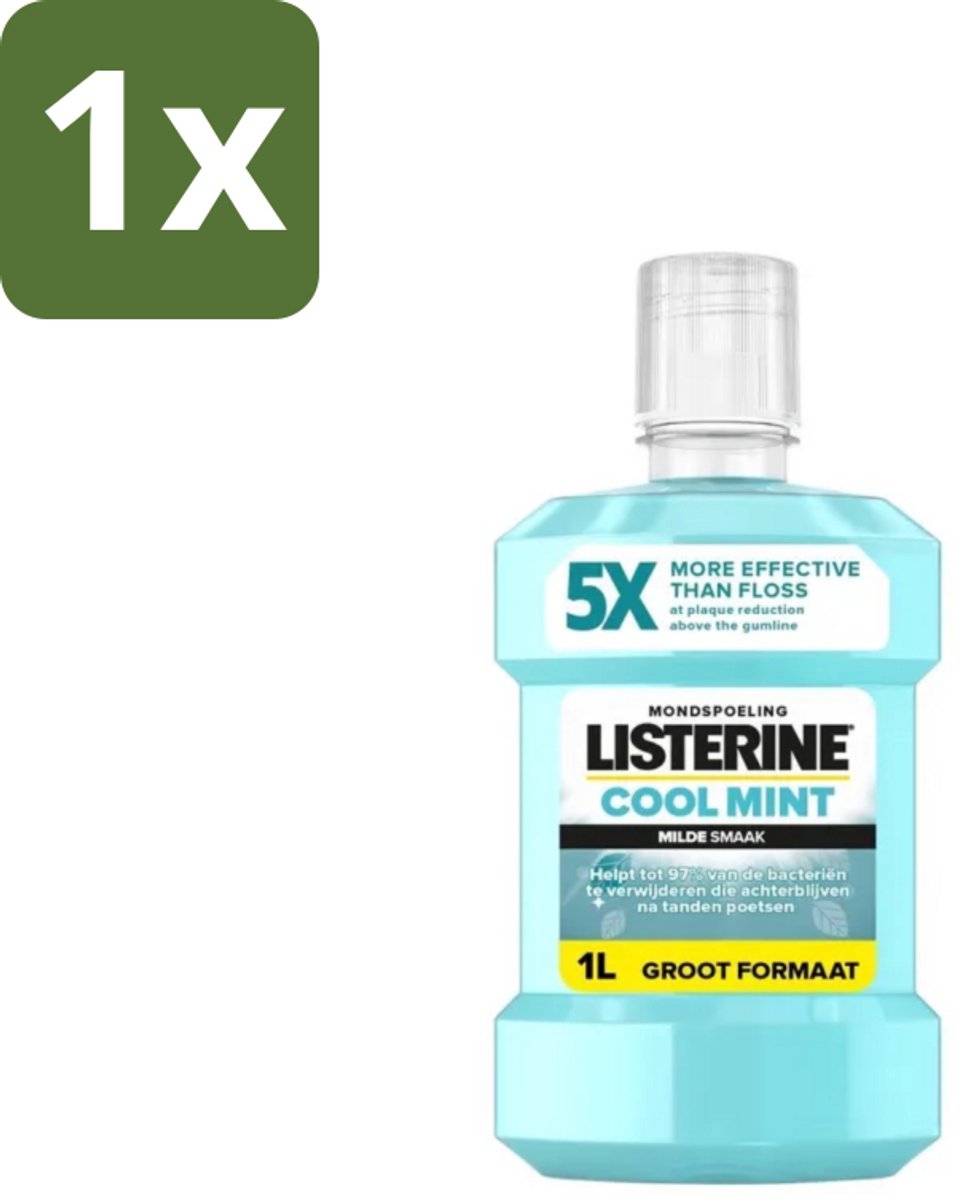 Listerine – Mondwater – Cool Mint – Milde smaak zonder alcohol – 1 liter - 1 stuk
