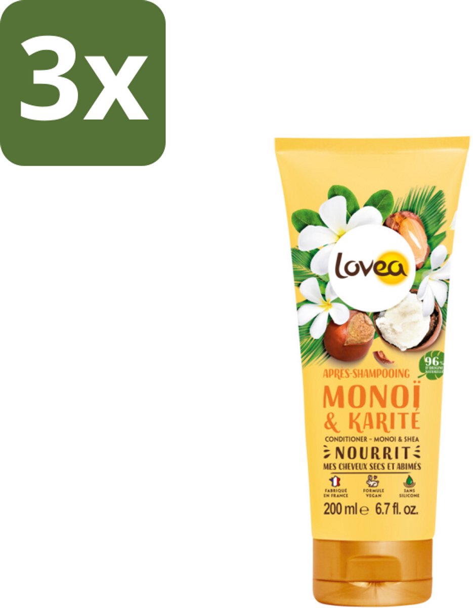 3 x Lovea – Conditioner – Monoï & Shea – Voedend – 200 ml - Koffiezetapparaat