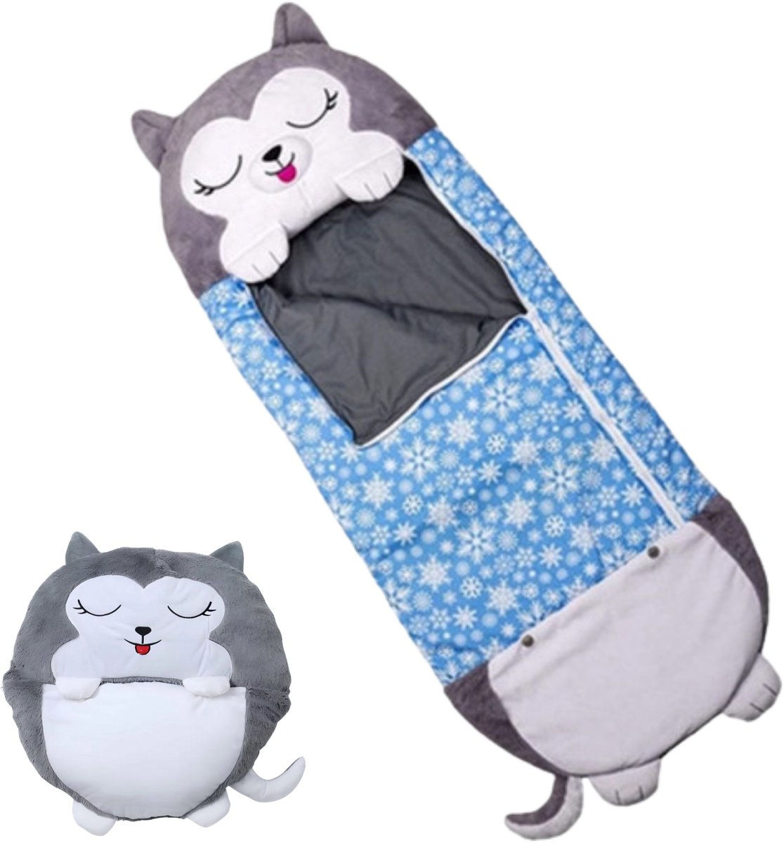 Slaapzak - Slaapzak kind - 2 in 1 - Met kussen - Geschikt tot 100 cm - Maat S - Kinderslaapzak Vos