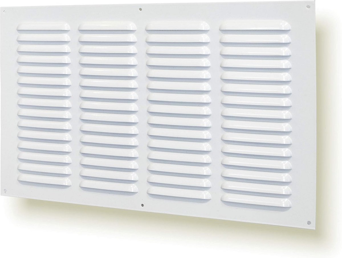 Ventilatie rooster 40x25 cm - Wit Metaal met Insectenhor - Universeel Ventilatierooster