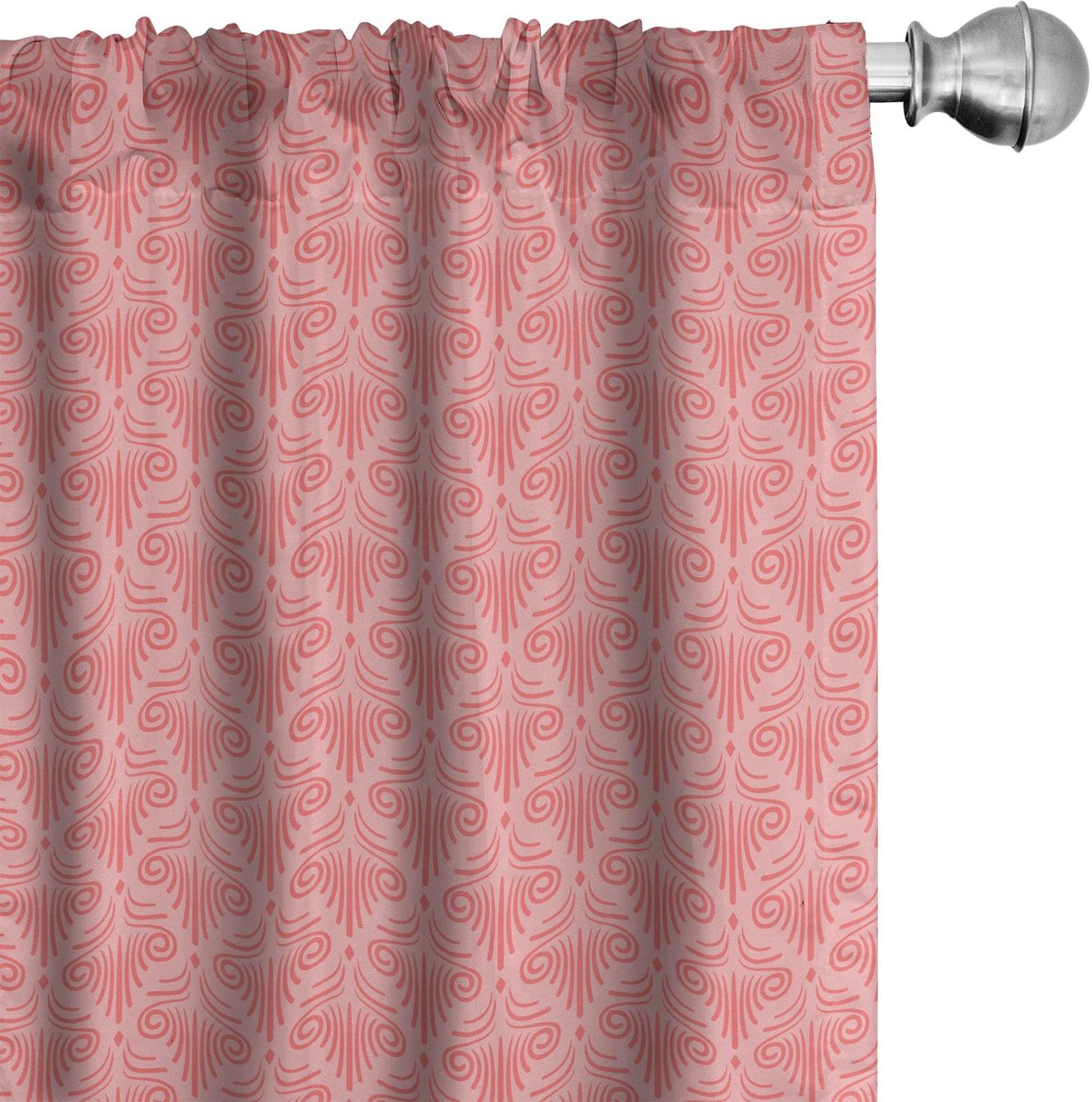 ABAKUHAUS 2x Voorhang – Microfiber 75x245 cm – Coral/Blush Geometrisch Koraal en Blush