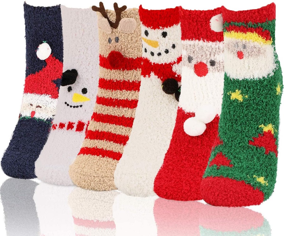 6 Paar Dikke Warme Sokken voor Dames en Heren - Pluizige Coral Fleece Wintersokken
