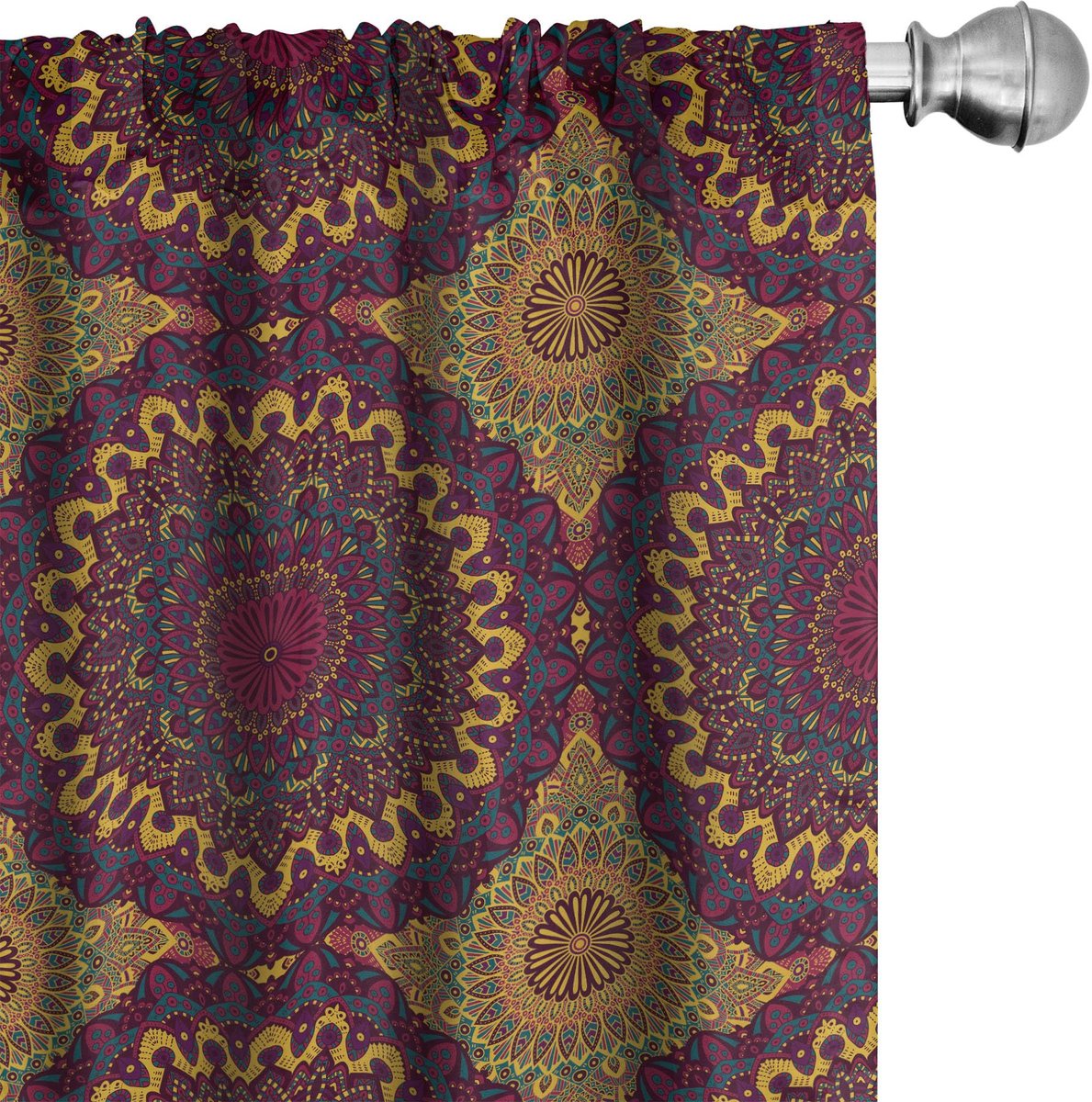 ABAKUHAUS – Gordijnen 2-delige set 75x245 cm – Microvezel – donkerend – pruimkleur, petrolkleur, blauw, geel