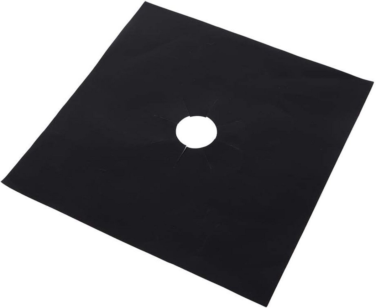 6x Universele Gasfornuis Beschermmatten Herbruikbaar en Hittebestendig 27x27cm Zwart