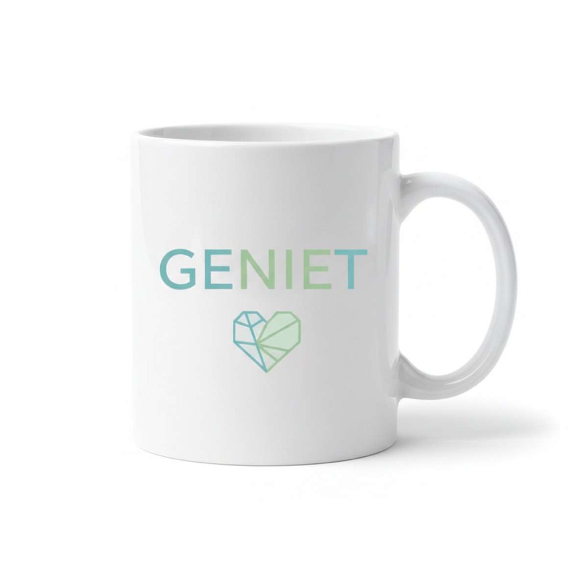 Positieve Tekst Mok 330 ml – “Geniet” Hart Design Koffie- & Theebeker Cadeau