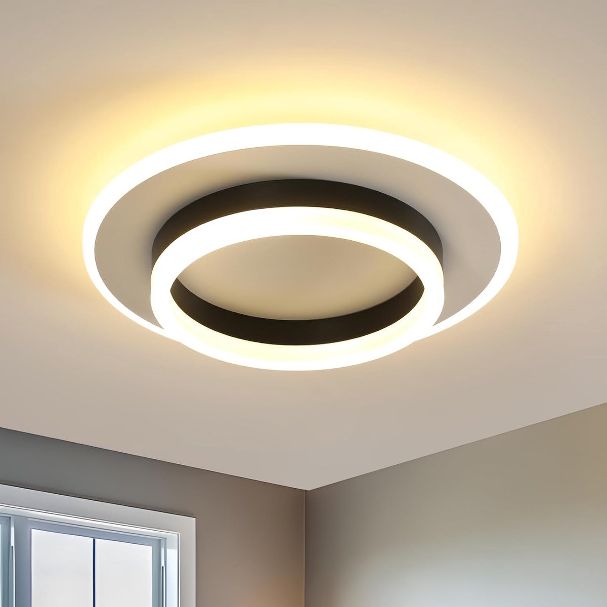 Ronde zwart/witte plafondlamp 30x30x6,5cm 28W warm licht 3000K RA80 220V