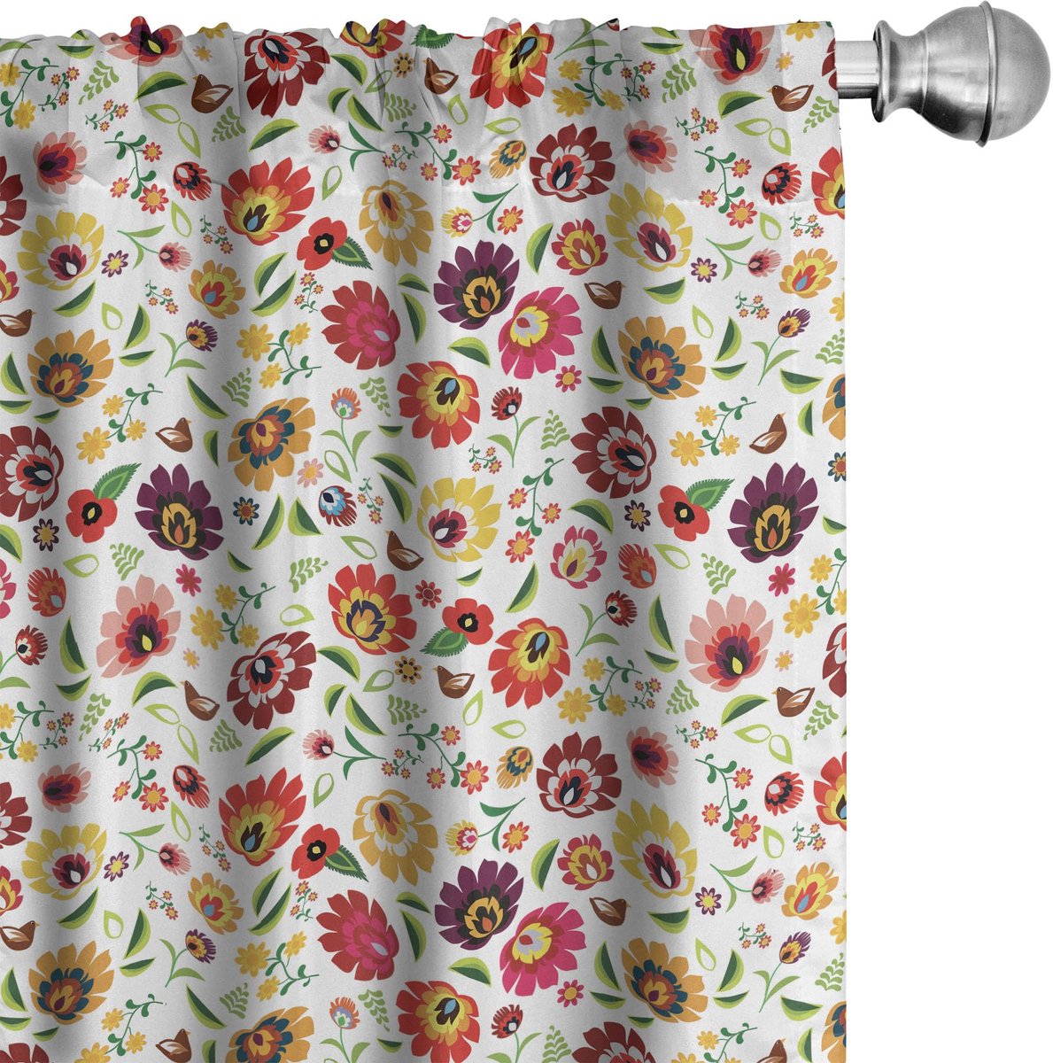 ABAKUHAUS Gordijnen – Poolse volkskunst – 2x75x245 cm – microvezel Mehrfarbig