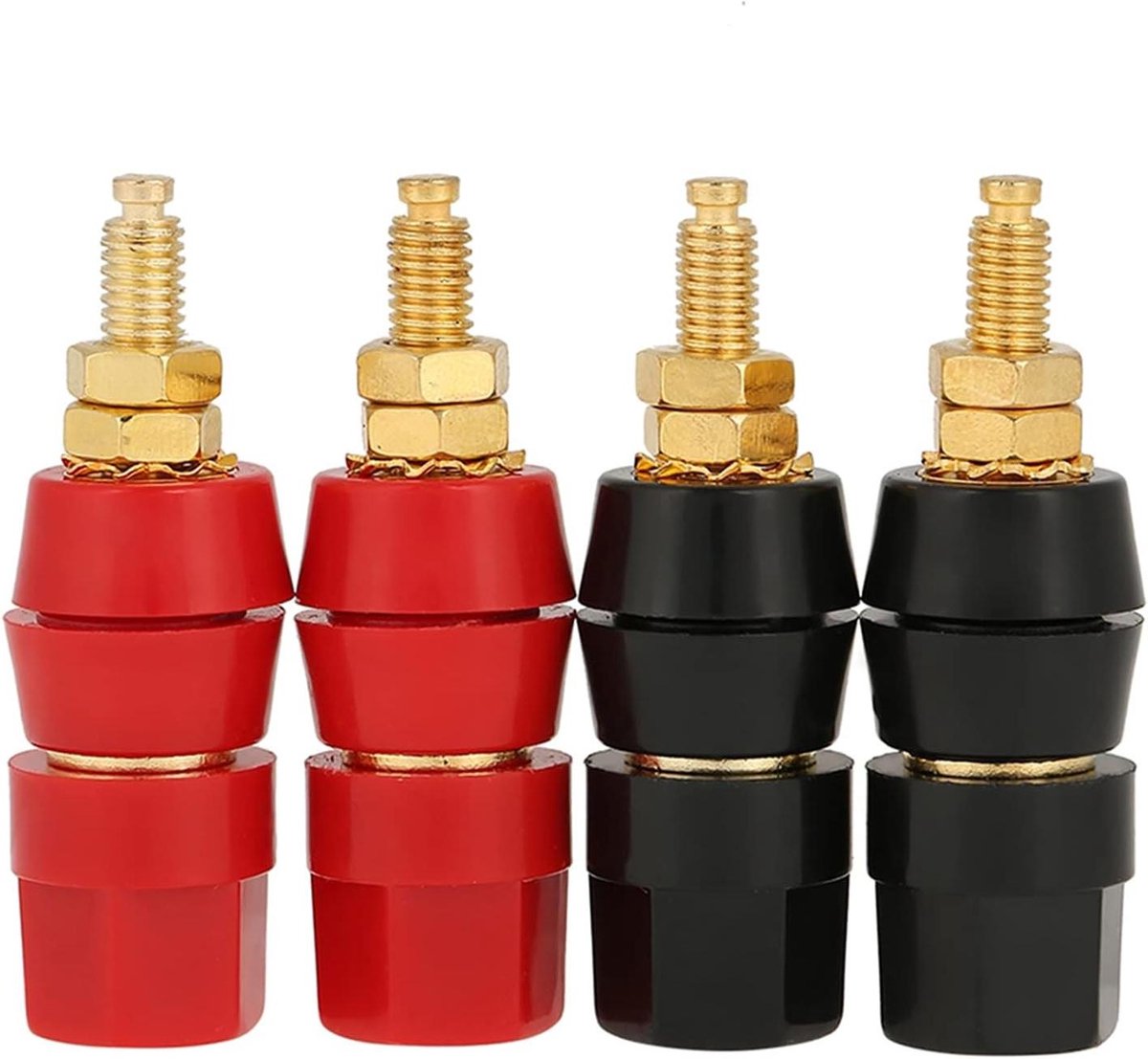 4 Stuks Audio Speaker Terminal Binding Post Plug Jack 4mm Panel Mount Zwart Rood