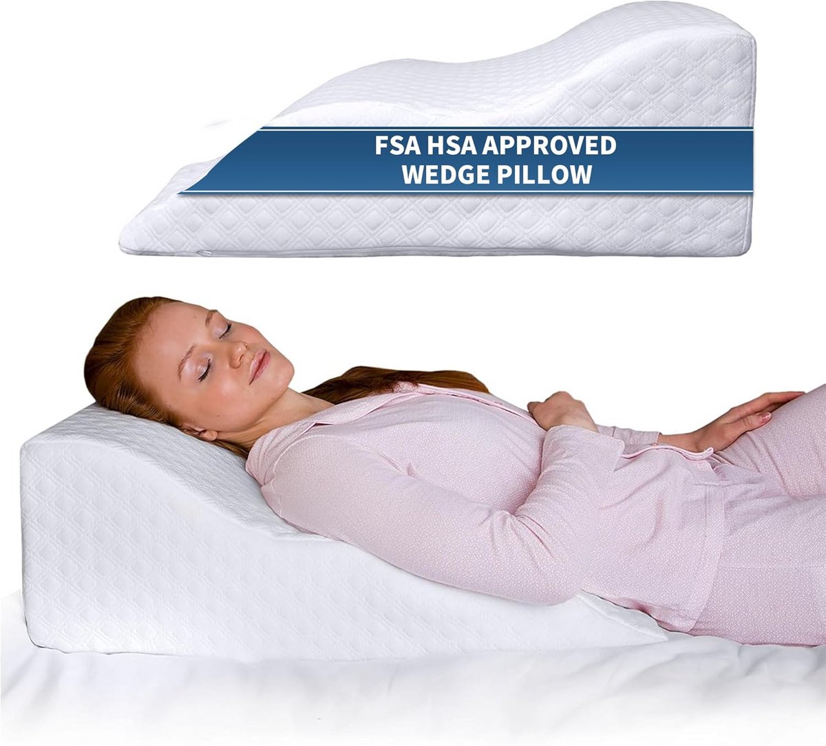 Groot Memory Foam Bed Kussen voor Verhoogde Ondersteuning en Zure Reflux