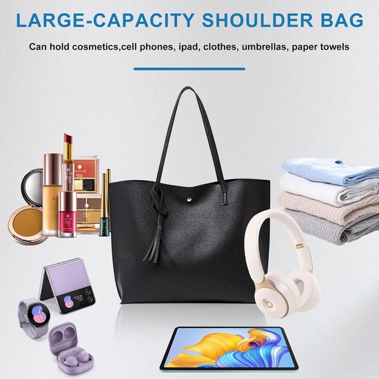 Grote Dames Handtas Pu Leer Waterdicht Schoudertas Shopper Met 