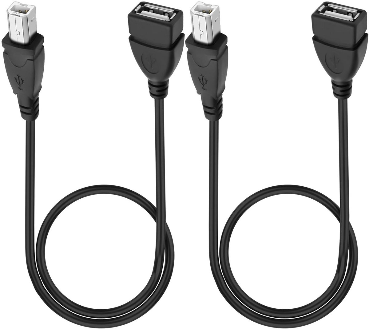 2-Pack USB 2.0 A Vrouwelijk naar Type B Printerkabel - 50 cm