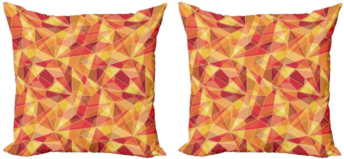 ABAKUHAUS Abstract Kussenhoes Set – Dubbelzijdig digitaal – 40x40 cm – Oranje/Marigold
