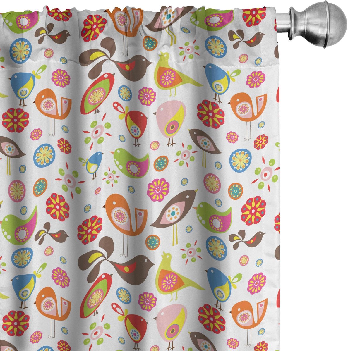 ABAKUHAUS Gordijnen 2x75x175 cm – Veelkleurig vogelmotief Mehrfarbig