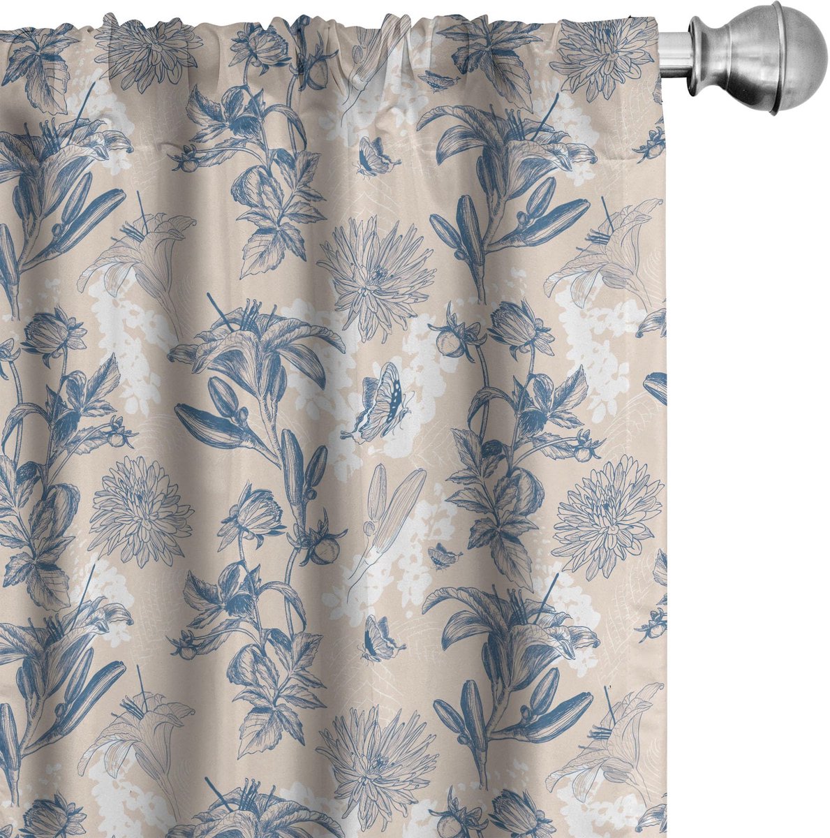 ABAKUHAUS – 2x Voorhangen – Microvezel, halfdonkerend, Leisteenblauw, Lichte eierschaal