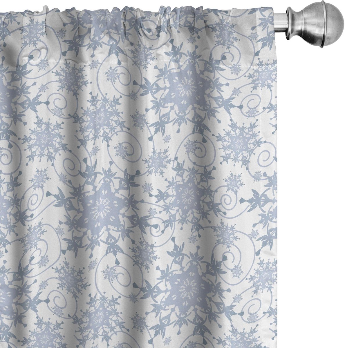 ABAKUHAUS Wintergordijnen – 2-delige set 75x225 cm – microvezel, halverduisterende gordijnen, digitaal bedrukt Blauw/Grijs/Wit