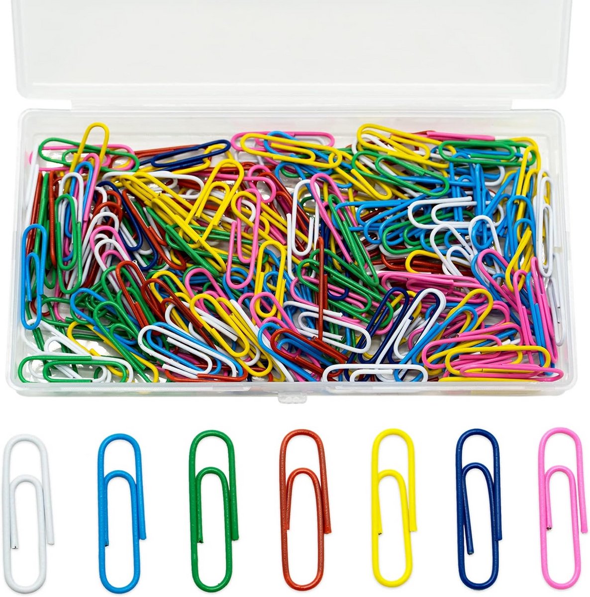 200 Gekleurde Metalen Paperclips 28mm - Inclusief Opbergdoos