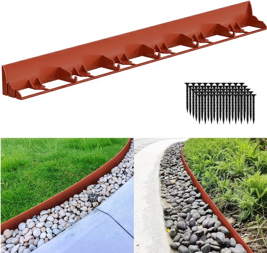 UISEBRT Gazonrand kunststof 20m - Lawn Edging Roll Plastic bed