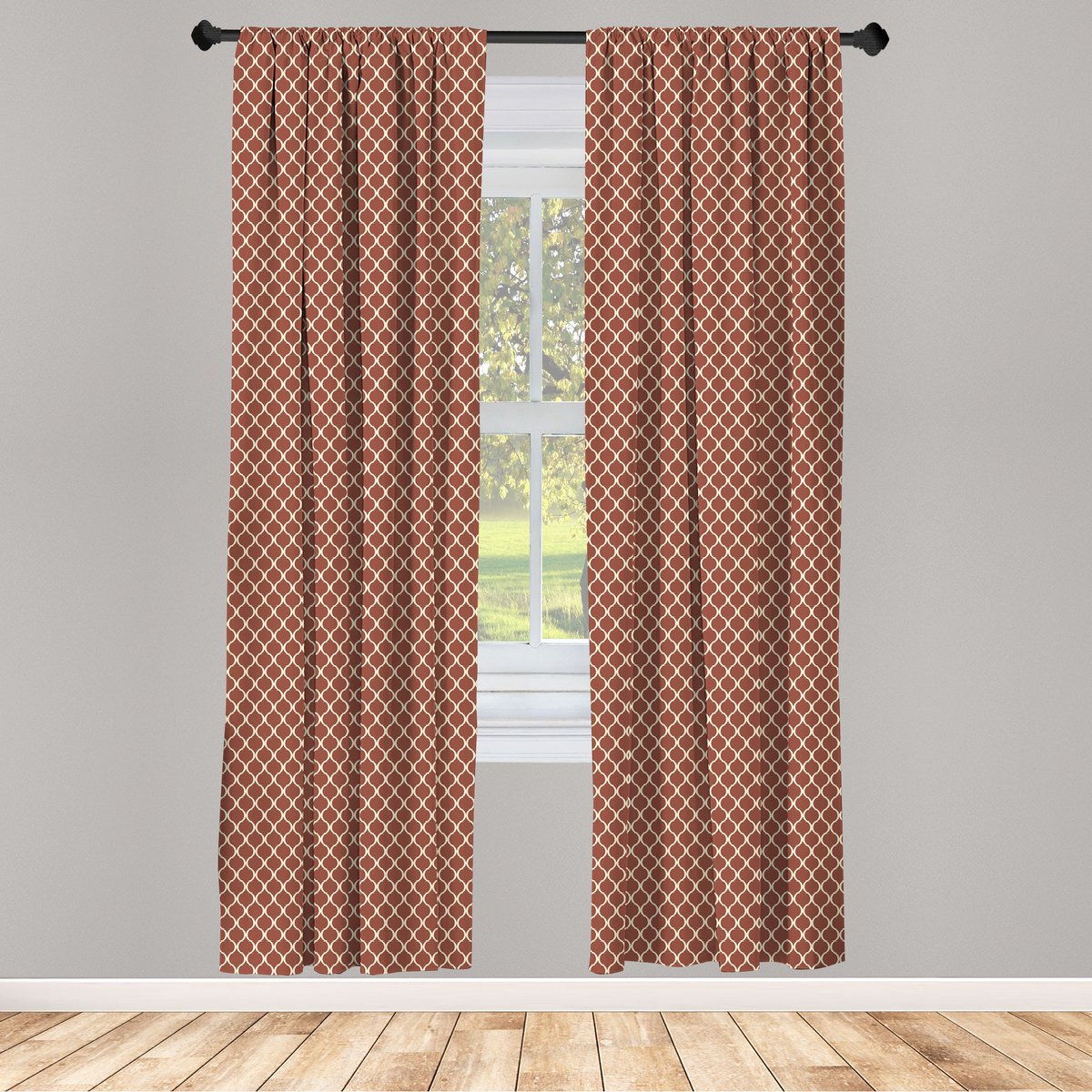 ABAKUHAUS Retro Gordijnen – 2-panelen 75x225 cm – Donkeroranje