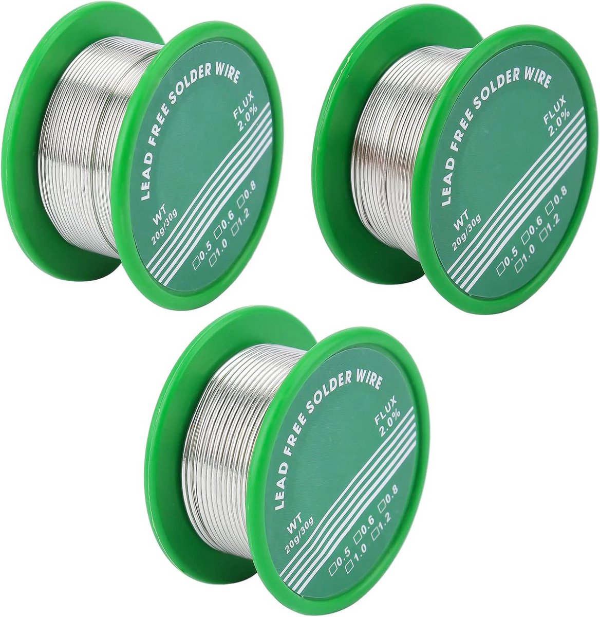 Set van 3 Soldeertin Rollen Loodvrij - Diverse Diameters 0.6mm tot 1mm voor Elektronica Reparaties