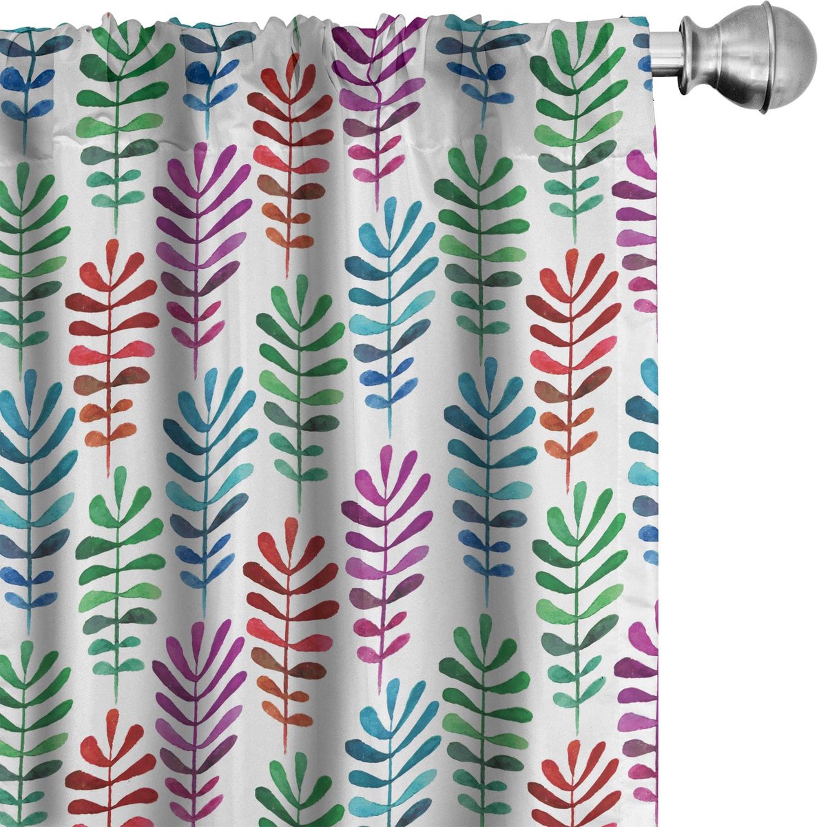 ABAKUHAUS Botanische gordijnen – 2-delige set van microvezel, 75x245 cm, veelkleurig Mehrfarbig