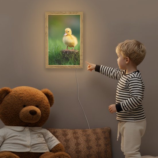 Nachtlampje 20x30 cm - Kinder lamp - Kuiken - Eend - Geel - Gras - Tafellamp kinderkamer - Slaapkamer lamp - Bedlamp kinderen - Kinderlampje stopcontact - Wandlamp babykamer - Nachtlampjes van Merkloos — afbeelding 5