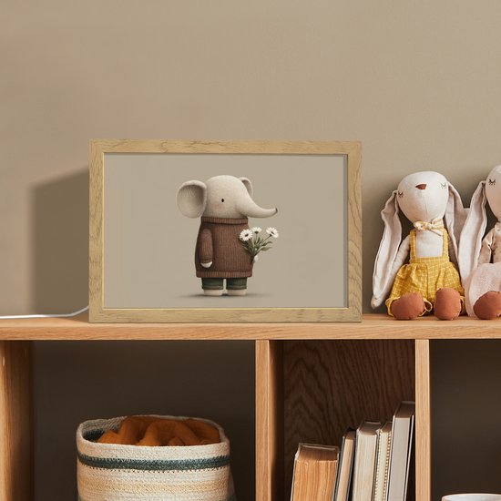 Nachtlampje 30x20 cm - Kinder lamp - Olifant - Witte bloemen - Kindvriendelijk - Tafellamp kinderkamer - Slaapkamer lamp - Bedlamp kinderen - Kinderlampje stopcontact - Wandlamp babykamer - Nachtlampjes van Merkloos — afbeelding 3