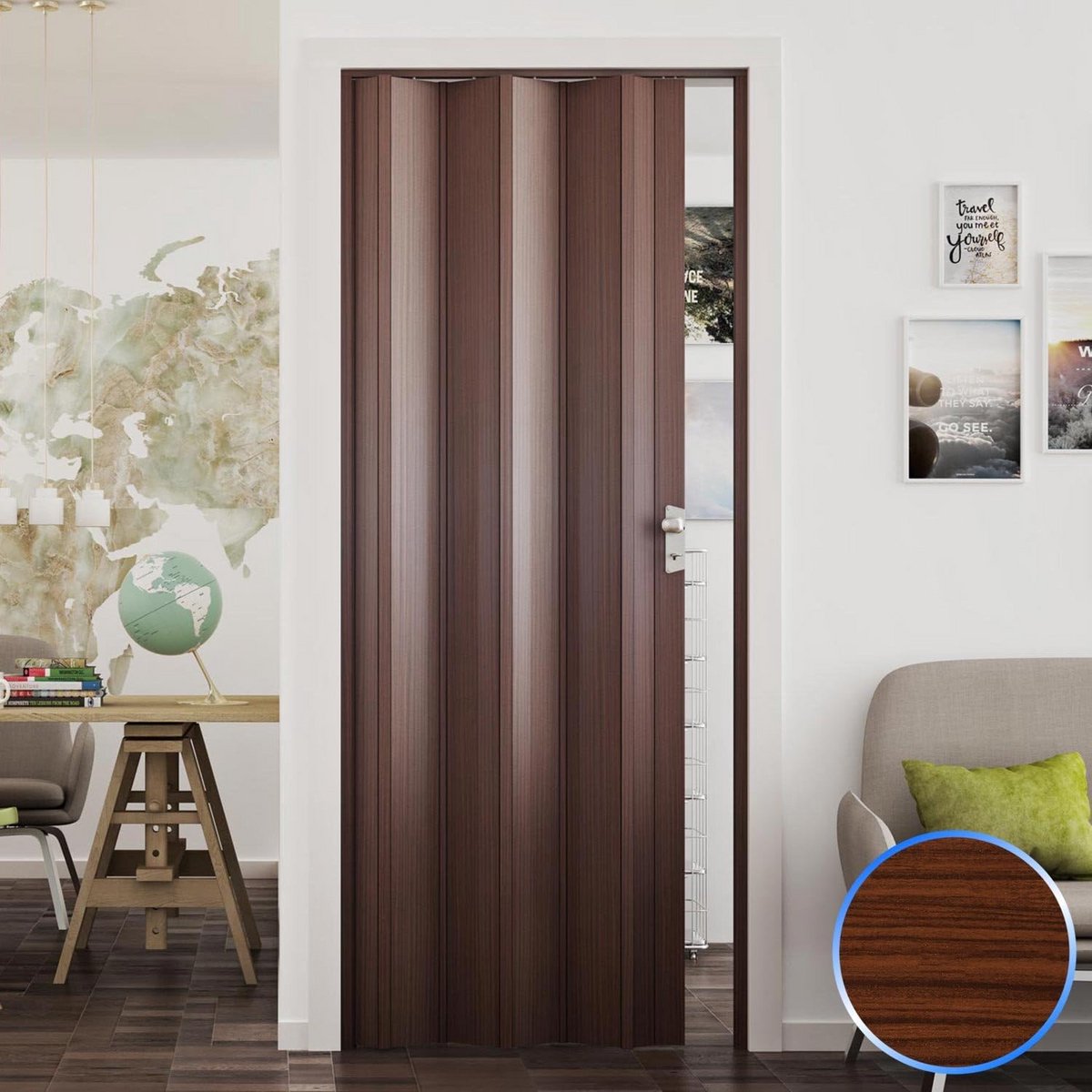 PVC Vouwdeur Grijs 88,5 x 214 cm - Ruimtebesparend en Waterdicht