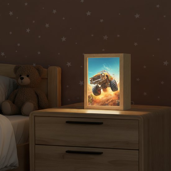 Nachtlampje 15x20 cm - Kinder lamp - Monstertruck - Kind - Jongen - Auto - Tafellamp kinderkamer - Slaapkamer lamp - Bedlamp kinderen - Kinderlampje stopcontact - Wandlamp babykamer - Nachtlampjes van Merkloos — afbeelding 2