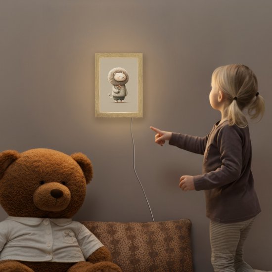 Nachtlampje 15x20 cm - Kinder lampje - Leeuw - Oranje bloemen - Vriendelijk - Tafellamp kinderkamer - Slaapkamer lamp - Bedlamp kinderen - Kinderlampje stopcontact - Wandlamp babykamer - Nachtlampjes van Merkloos — afbeelding 5