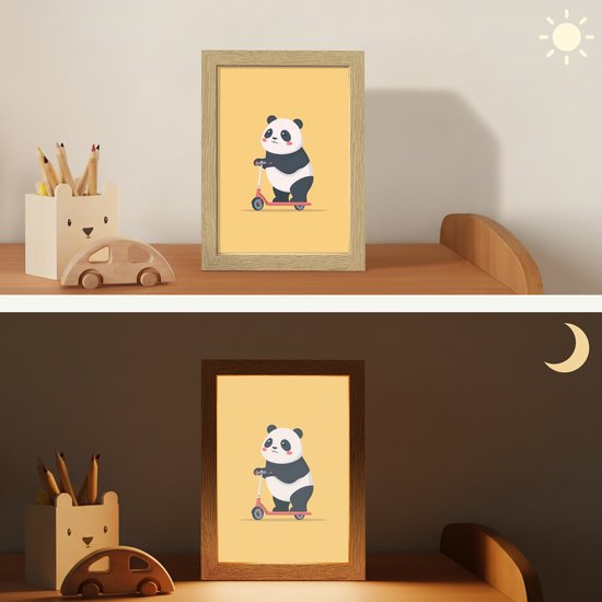 Nachtlampje 15x20 cm - Kinder lampje - Panda - Step - Geel - Tafellamp kinderkamer - Slaapkamer lamp - Bedlamp kinderen - Kinderlampje stopcontact - Wandlamp babykamer - Nachtlampjes van OnlyWow — afbeelding 4
