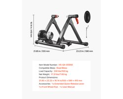 Opvouwbare magnetische fietsstandaard, instelbare weerstandsniveaus, compatibel met 26-29 inch en 700C wielen, indoor fietsuitrusting met snelspanner en voorwielverhogingsblok voor racefietsen