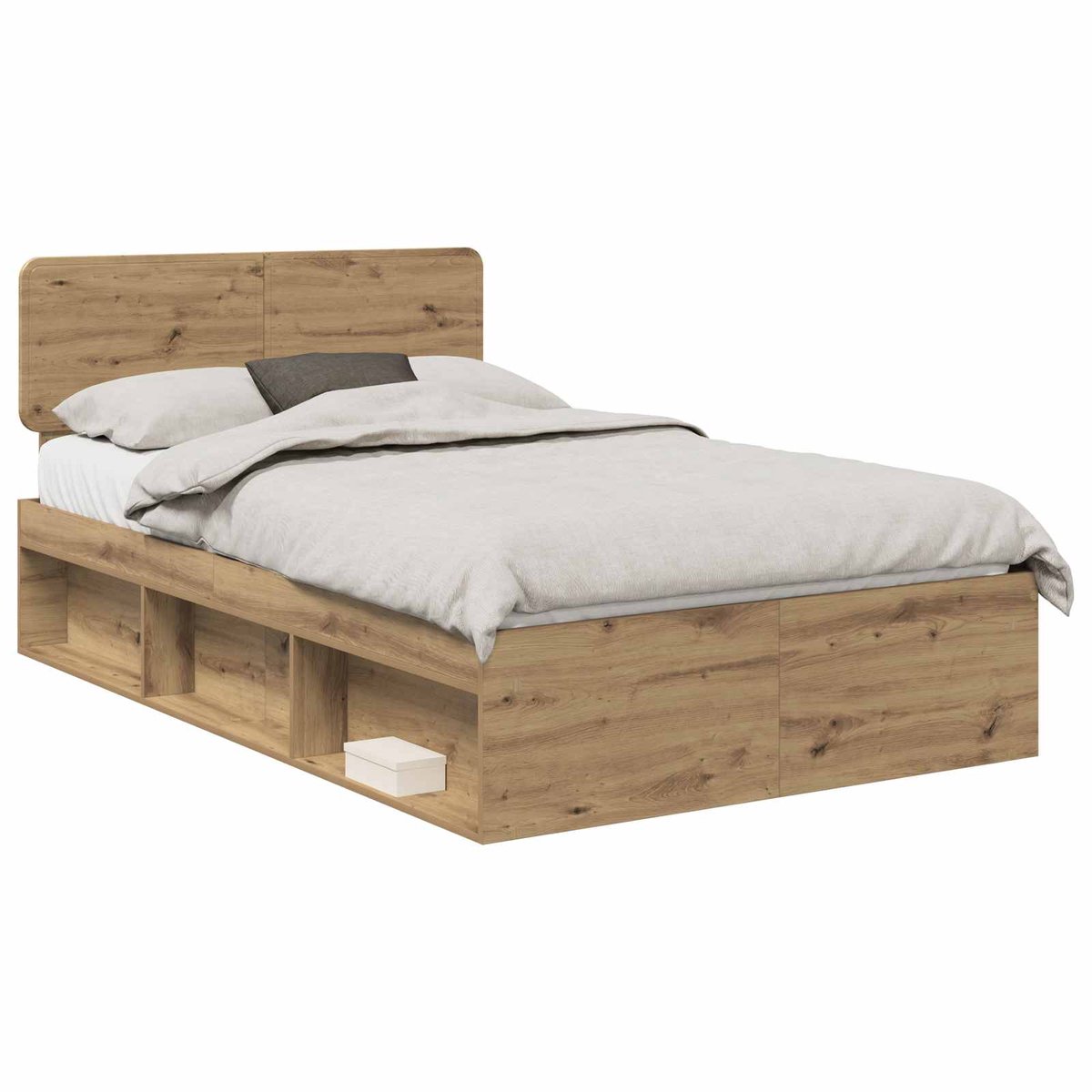 Tweepersoonsbed | Dubbelbed | Volwassenenbed | Bedframe Ambachtelijk eiken 135 x 190 cm Massief grenenhout