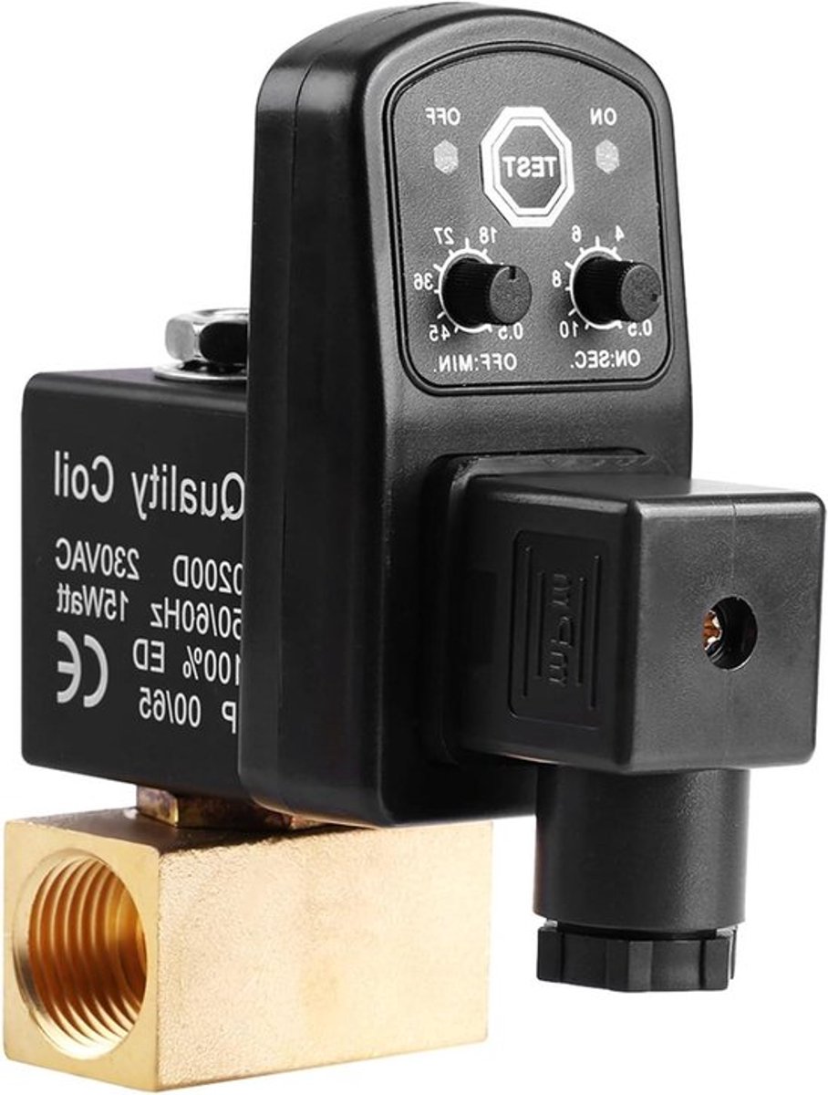 Aftapkraan DN15 voor condensaatafvoer van luchtcompressor (230V) met automatische elektronische bediening.