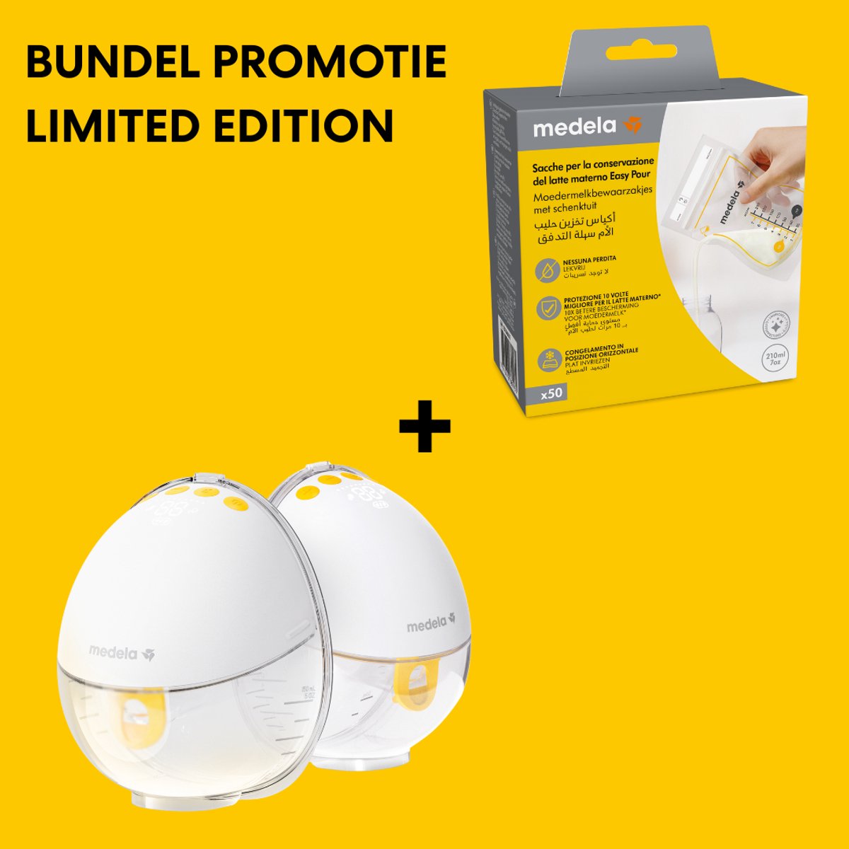 Medela Motion InBra dubbel + Moedermelk bewaarzakjes 50 stuks thumbnail 4