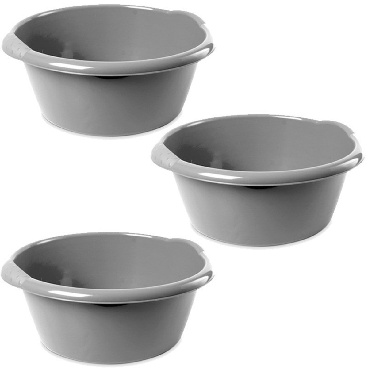 Hega Hoger Afwasteil - 3x - 10L - rond - zilver - 38 x 16 cm - afwasbak